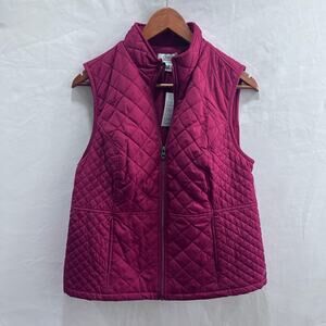 Croft &‎ Barrow Women's Red Quilted Sleeveless Jacket Vest size Medium New